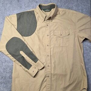 Boyt Harness Company Mens Large Shooting Shirt Tan Olive Pad Long Sleeve